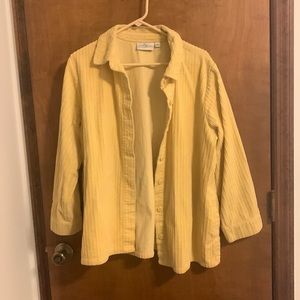 Women’s Yellow Corduroy Button Down Shirt with Pockets